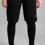 FT Womens Sports Active 2 In 1 Gym Legging Short (full length legging)